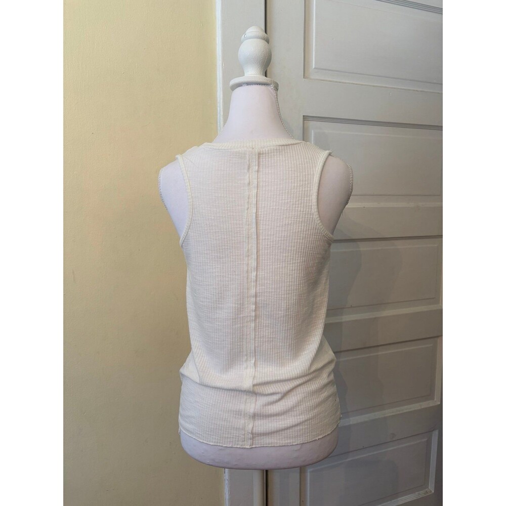 Pol top pol tank top white tank top cross cross front tank stretchy ribbed sexy - Picture 4 of 7